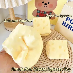 Soft simulation cheese squishy toy for stress relief and sensory play detail view