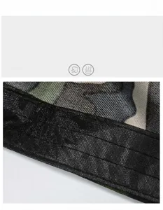 Close-up detail of the breathable widened sweatband on this camouflage military cap