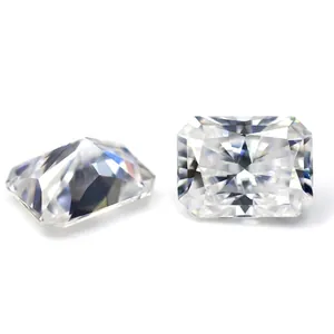 Loose radiant cut D color moissanite gemstone with long chamfer for fine jewelry design