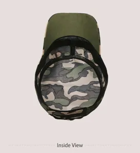 Detailed view showing the interior display of the camouflage military style cap