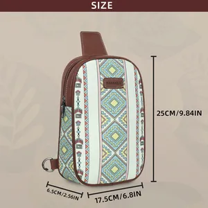 Ethnic canvas sling bag for women showing height 25cm and width 17.5cm dimensions