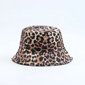 Stylish leopard print faux suede bucket hat for women featuring a trendy animal pattern