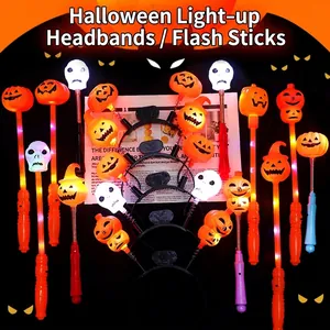 Halloween Lichtgevende LED Pompoen LED Scepter Schedel Geest Hoofdband Feest Lichtgevende Stok Kostuum Accessoires Voor Halloween Evenement Decoraties