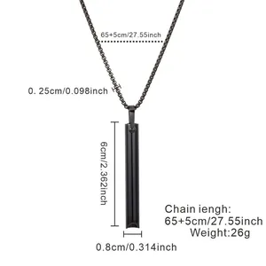 Detailed dimensions of black meditation breathing necklace whistle pendant