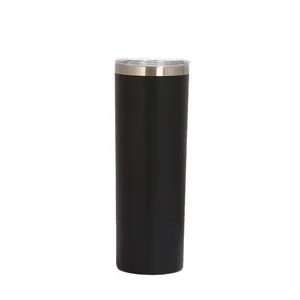 Gobelet fin de 20 oz en acier inoxydable noir mat avec couvercle