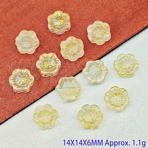 Macro view of 14mm sunflower glaze beads with straight holes for DIY jewelry making
