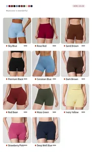 Premium high-waisted yoga shorts for women available in multiple stylish colors