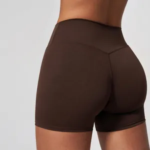 Women High Waist Yoga Shorts Tight Fit Seamless Butt Lift Sports Shorts For Running Fitness Gym Nylon Spandex Bottom