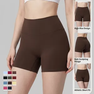 High-waisted women's yoga shorts with quick-dry fabric for gym and running