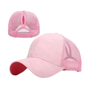 Pink camouflage high ponytail mesh baseball cap for women outdoor running fitness