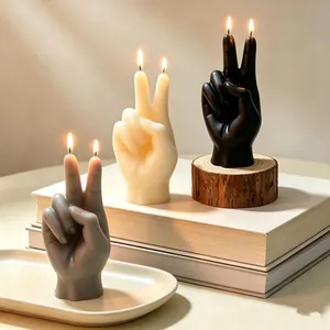 Candela Profumata Gesto Di Vittoria Cera Di Soia Naturale Dito Creativo Segno Di Pace Candela Decorativa Fatta A Mano