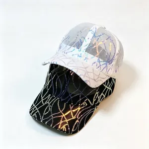 Breathable mesh baseball cap with colorful sequin embroidery for summer street style