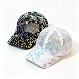 Fashion Women Sequined Mesh Baseball Cap Breathable Hollow Out Shiny Colorful Sequins Summer Sun Protection Streetwear Trucker Hat