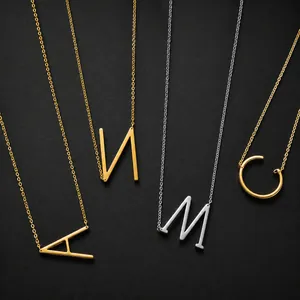 Mode Acier Inoxydable 26 Lettres Anglaises Initiale Pendentif Collier Or Argent Plaqué Alphabet Collier pour Femmes Hommes Bijoux