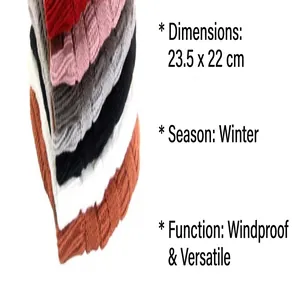 Vue détaillée de bonnets tricotés multicolores montrant texture et dimensions.