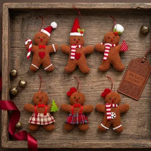 Christmas Gingerbread Man Ornaments Fabric Plush Doll Hanging Pendants For Christmas Tree Decorations Holiday Party Favor Home Decor
