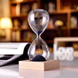 Clessidra Magnetica Con Base In Legno Vetro Borosilicato Decorazione Da Scrivania Creativa Ornamento Polvere Di Ferro Casa