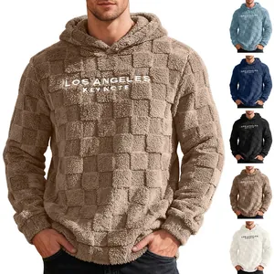 Ανδρικό φούτερ fleece με κέντημα Los Angeles και καρό σχέδιο, σε 6 χρώματα