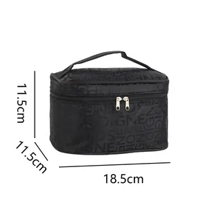 Grande borsa da toilette quadrata portatile con motivo a lettere, dimensioni 18,5x11,5x11,5 cm