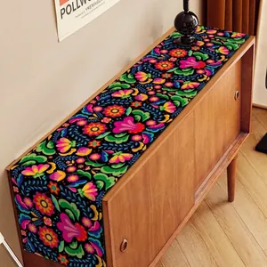 Mexican floral skull print table runner for Day of the Dead and Halloween decor