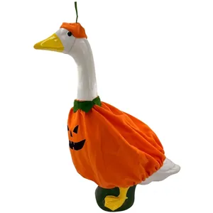 Halloween pumpkin costume for 23-inch porch goose with jack-o-lantern face