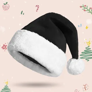Plush black and white Santa hat for Christmas decorations and festive celebrations