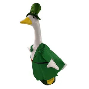 St. Patrick's Day green Leprechaun outfit and hat set for 23-inch porch goose decoration