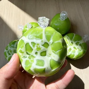 Detaillierte Makroaufnahme von grünem Trauben-Knusperhaut-Squishy-Stressspielzeug