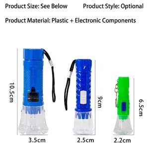 Set mit drei tragbaren LED-Taschenlampen in verschiedenen Größen für Outdoor-Camping
