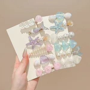 Colección de clips para el cabello con perlas y estrellas de mar para vacaciones