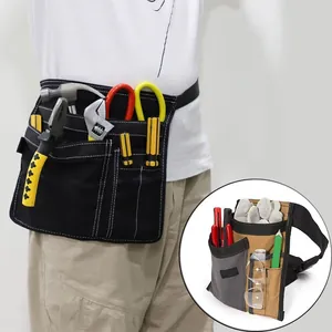 Close-up detail of a heavy-duty multifunctional tool waist bag for professional maintenance
