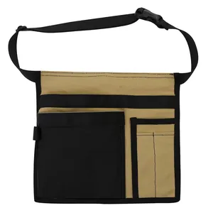 Front view of the multifunctional canvas tool bag with an adjustable buckle strap