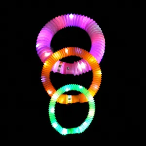Sensory LED glowing pop tubes stretchable fidget toys in three different sizes for kids