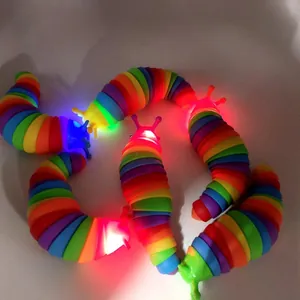 Bunte leuchtende Fidget-Schnecken-Spielzeuge mit Regenbogen-Segmenten zum Stressabbau