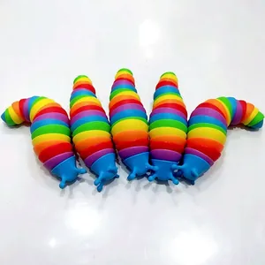 Fünf bunte, bewegliche Regenbogen-Schnecken-Fidget-Spielzeuge