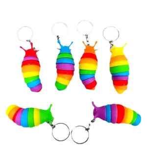 Regenbogen Gelenk Schnecke Fidget Spielzeug Raupe Schlüsselanhänger zum Stressabbau