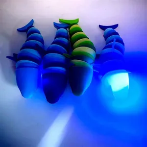 Gelenkiges Hai-Fidget-Spielzeugset mit blauem LED-Leuchten für sensorischen Spaß