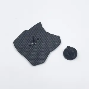 Detailed back view of coffee series enamel pin with black rubber clutch