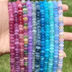 Polished Chalcedony Abacus Shape Loose Beads For DIY Jewelry Making Handcrafted Bracelet Necklace Beading Accessories