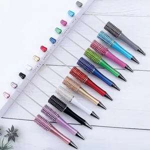 DIY Beaded Ballpoint Pens With Rhinestone Plastic Metal Beadable Pens For Office School Business Stationery Gift