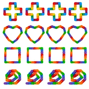 Colorful Wacky Tracks Fidget Toy Snap And Click Fidget Chain For Sensory Stress Relief DIY Folding Educational Toy For Kids