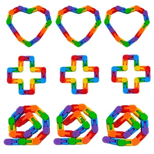 24 segments wacky tracks fidget toy in rainbow colors for stress relief and creativity