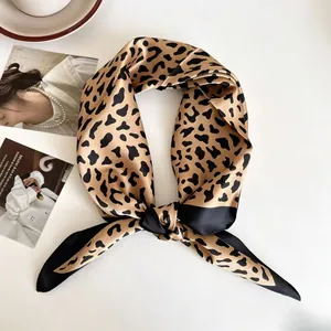 Eleganter Vintage-Seidenschal mit Leopardenmuster 70 cm modisches Halstuch für Damen