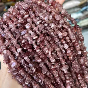 Macro detail showing the texture of natural red strawberry quartz holed gravel chips