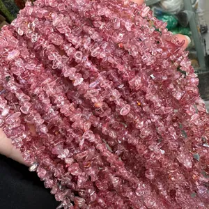 Perles de quartz fraise rouge naturel de haute qualité pour la création de bijoux DIY