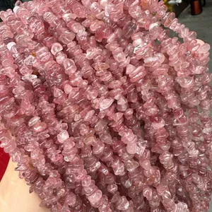 Perles en pierre concassée irrégulière en quartz fraise rouge naturel pour bijoux