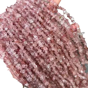 Éclats de pierre de quartz fraise rouge naturel irrégulier pour création bijoux DIY