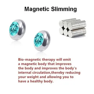 Detail view of blue stone magnetic slimming earrings for non-pierced ears