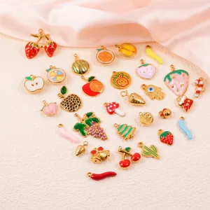 Assorted colorful stainless steel fruit and Christmas enamel charms for DIY jewelry