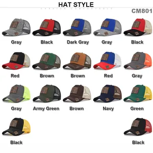 Variety of trucker hats with DAD leather patch and mesh back in multiple colors